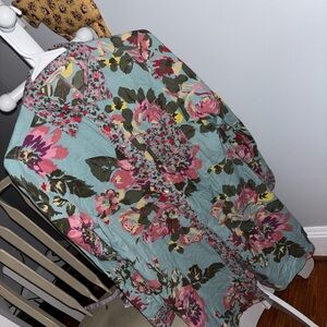 Soft Surroundings Aqua and Pink Floral tunic Sz S